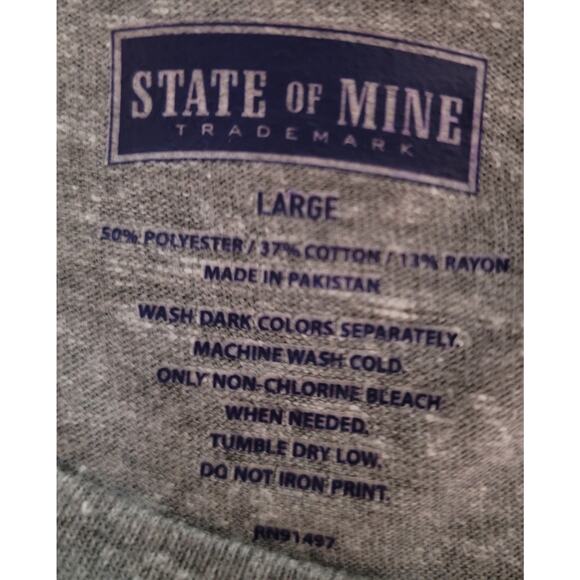 State of Mine Gray Heathered Explore Texas Distressed Graphic Men's Shirt Large - Picture 3 of 3